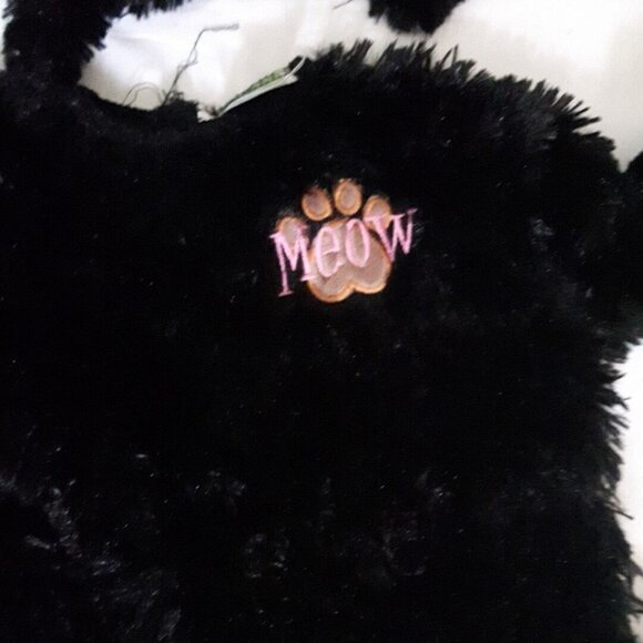 HALLOWEEN COSTUME black cat TWO piece Plush jumpsuit hat cat ears pink bow Baby - Picture 5 of 5